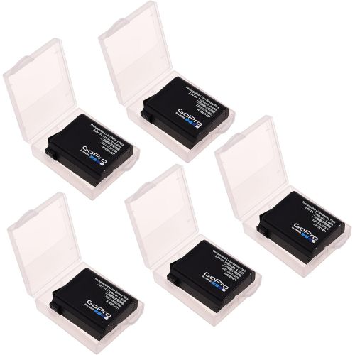  COSMOS Pack of 5 Clear Color Plastic Protective Storage Case Boxes Holder Compatible with Gopro Hero Battery, AHDBT-401