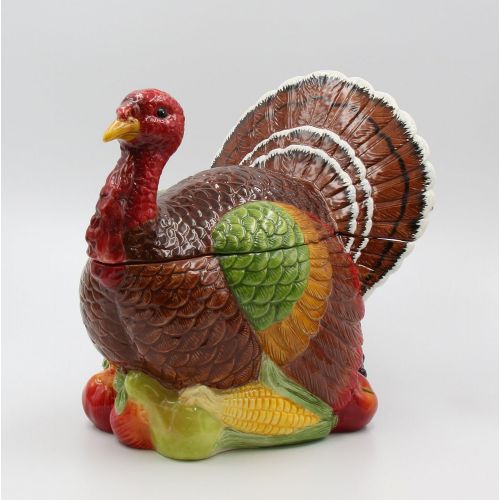  Cosmos 10712 Gifts Turkey Design Ceramic Cookie Jar, 10-38-Inch