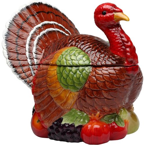  Cosmos 10712 Gifts Turkey Design Ceramic Cookie Jar, 10-38-Inch