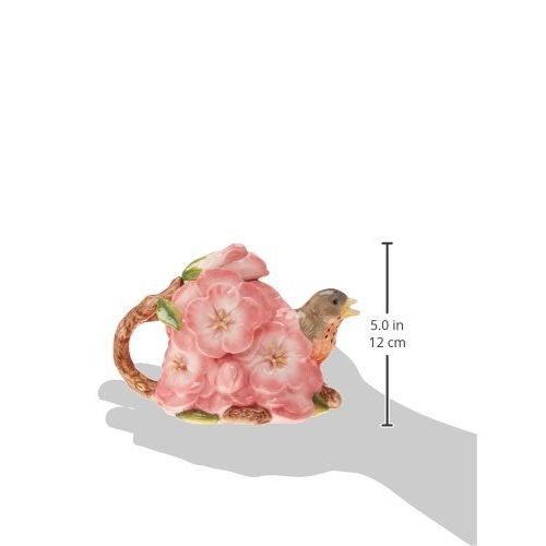  Cosmos Gifts Robin with Flowers Ceramic Teapot, 4-3/4-Inch