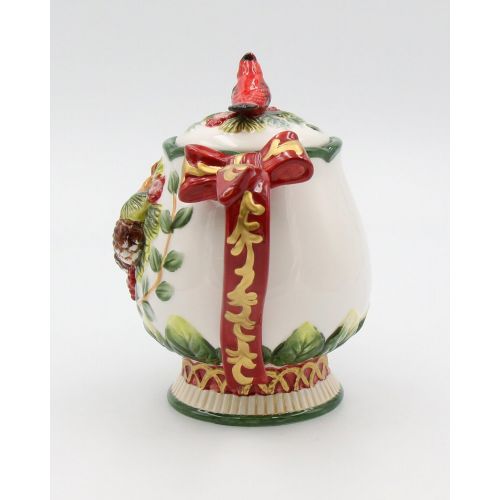  Cosmos Gifts 26-Ounce Evergreen Holiday Cardinal Tea Pot