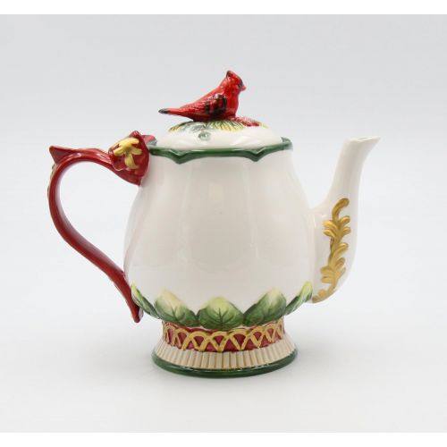  Cosmos Gifts 26-Ounce Evergreen Holiday Cardinal Tea Pot