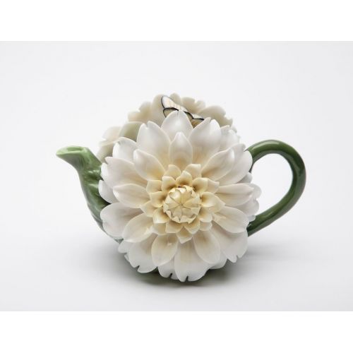  Cosmos Gifts Porcelain Hand Crafted White Daisy Flower Teapot 6 3/8 L