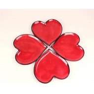 [아마존베스트]Cosmos Gifts Fine Ceramic Valentine Anniversary Birthday Red Heart Shaped Dessert Plates (Set of 4), 5-1/4 L
