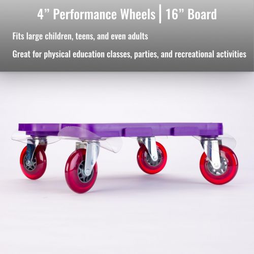  BSN Cosom Scooter Board Set, 16 Inch Premium Sit & Scoot Board With 4 Inch Non-Marring Performance Wheels, Double Race Bearings, Safety Handles, Physical Education Class Equipment, Ass