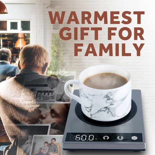  Cosori Tassenwarmer Edelstahl Kaffeewarmer 24 Watt Multifunktionale Becher-Warmehaltungsplatte mit Led Lichtanzeige fuer Buero, Hausgebrauch Kaffee Zubehoer fuer Tee, Wasser, Kakao, Mi