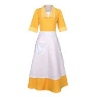 Cosplay.fm Womens Yellow Waitress Dress Housemaid Cosplay Costume Halloween