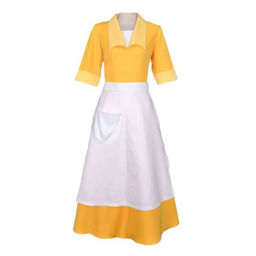  Cosplay.fm Womens Yellow Waitress Dress Housemaid Cosplay Costume Halloween