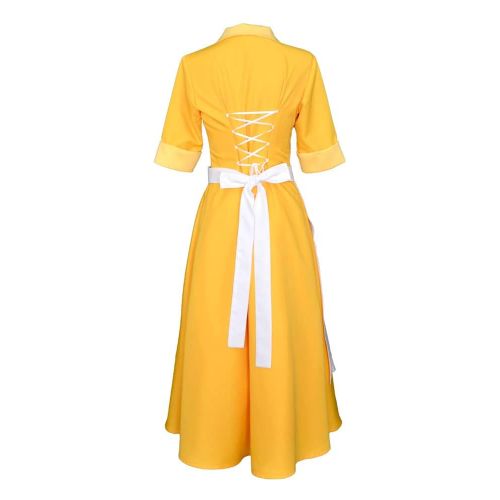  Cosplay.fm Womens Yellow Waitress Dress Housemaid Cosplay Costume Halloween