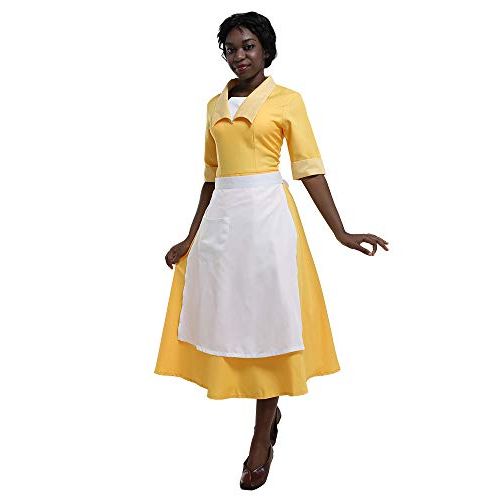  할로윈 용품Cosplay.fm Womens Yellow Waitress Dress Housemaid Cosplay Costume Halloween
