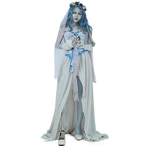  할로윈 용품Cosplay.fm Womens Emily Ghost Bride Halloween Cosplay Costume Fancy Dress