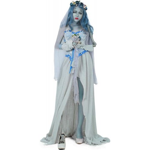  할로윈 용품Cosplay.fm Womens Emily Ghost Bride Halloween Cosplay Costume Fancy Dress