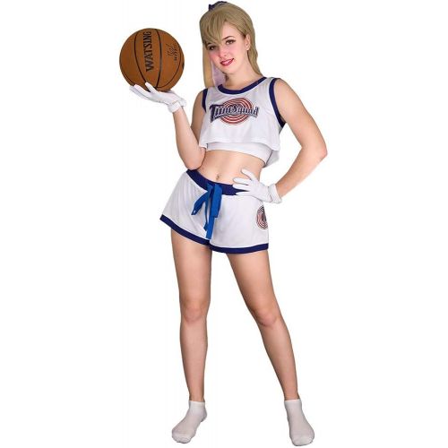  할로윈 용품Cosplay.fm Womens Lola Bunny Cosplay Costume Crop Top with Rabbit Bunny Ears Tail Gloves