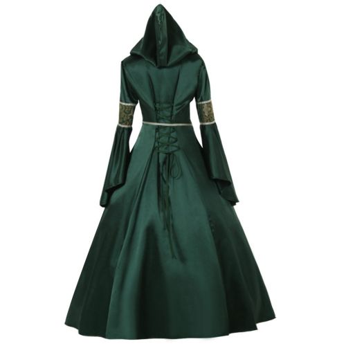  CosplayDiy Womens Medieval Hooded Fancy Dress Victorian Costume