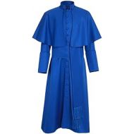 CosplayDiy Adult Mens Roman Pulpit Clergy Cassock Church Pope Robe Costume Halloween Vintage Mens Outfit