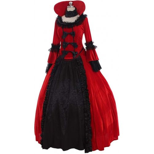  CosplayDiy Womens 18th Century Marie Antoinette Rococo Damask Cosplay Dress Costume