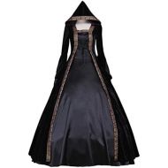 CosplayDiy Womens Deluxe Hooded Collar Victorian Dress Costume Black