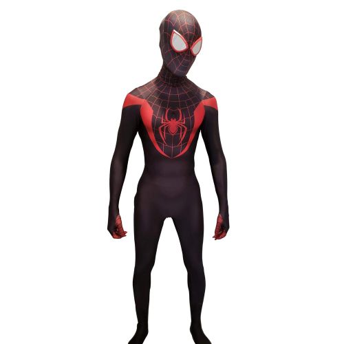  CosplayLife Miles Morales Cosplay Costume Spider-Man Bodysuit Black Spiderman with Mask and Lenses