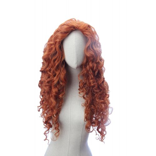  CosplayWigsCom Long Copper Red Curly Wave Inspired Merida Brave Wig Heat Resistant Synthetic Hair