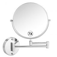 Cosprof Bathroom Mirror Magnification Double-sided 8 Inch Wall Mounted Vanity Magnifying Mirror Swivel, Extendable and Chrome Finished (7X)