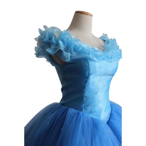  Cosrea Cosplay Cinderella 2015 Live Action Multilayer Organza Cosplay Costume