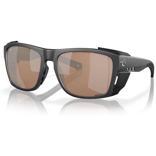  Costa Man Sunglasses Black Pearl Frame, Copper Silver Mirror Lenses, 58MM