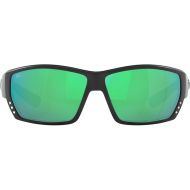 Costa Del Mar Mens Tuna Alley Rectangular Sunglasses, Blackout/Copper Green Mirrored Polarized-580G, 62 mm