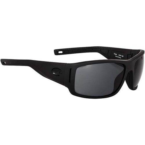  Costa Del Mar Mens Cape Polarized Rectangular Sunglasses, Matte Black Ultra/Grey Polarized-580P, 67 mm