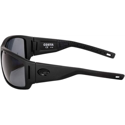  Costa Del Mar Mens Cape Polarized Rectangular Sunglasses, Matte Black Ultra/Grey Polarized-580P, 67 mm
