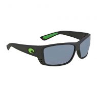 Costa Del Mar Cat Cay Sunglasses Matte Black w/Green Logo/Gray Silver Mirror 580Plastic