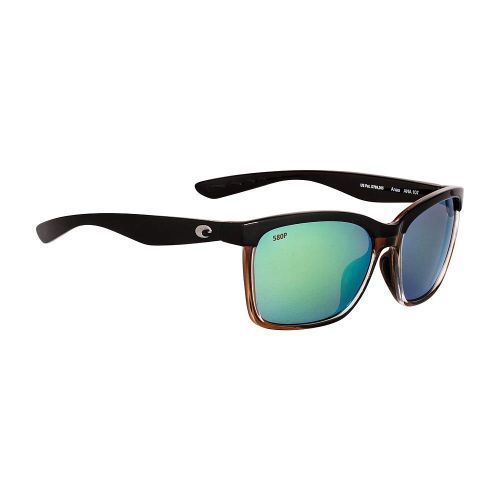  Costa Del Mar Anaa Sunglasses Shiny Black on Brown/Green Mirror 580 Plastic