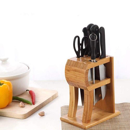  Costrov Knife Storage Organizer, Wooden Knife Block, Cutlery Display Stand and Storage Rack, Kitchen Scissor Holder, Knife Dock, Kitchen Utensil and Tools Holder,Beige