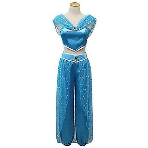  Costume Party Heart Womens Princess Jasmine Costume Belly Dance Dress Anime Lamp Cosplay for Halloween