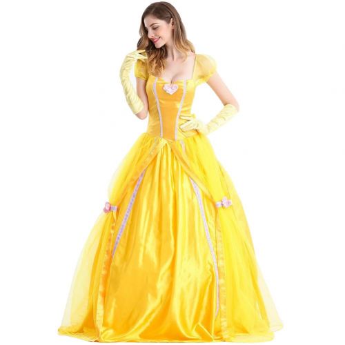  CostumeStore Belle Costume for Women Adult Belle Dress Yellow Belle Cosplay Halloween