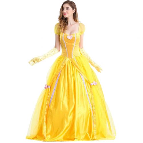  CostumeStore Belle Costume for Women Adult Belle Dress Yellow Belle Cosplay Halloween