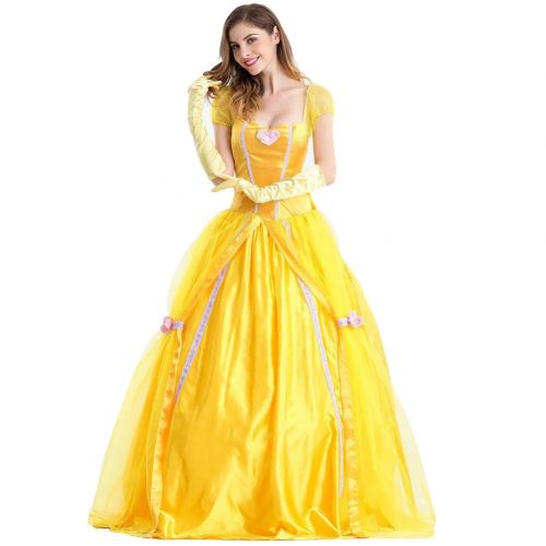  CostumeStore Belle Costume for Women Adult Belle Dress Yellow Belle Cosplay Halloween