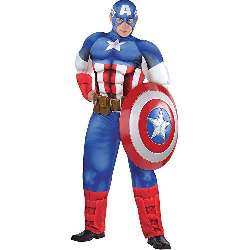  할로윈 용품Costumes USA Classic Captain America Muscle Costume for Men, Marvel Universe, Plus Size, 3 Pieces