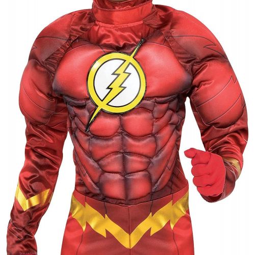  할로윈 용품Costumes USA DC Comics: The New 52 The Flash Muscle Costume for Boys, Includes a Padded Jumpsuit and a Mask