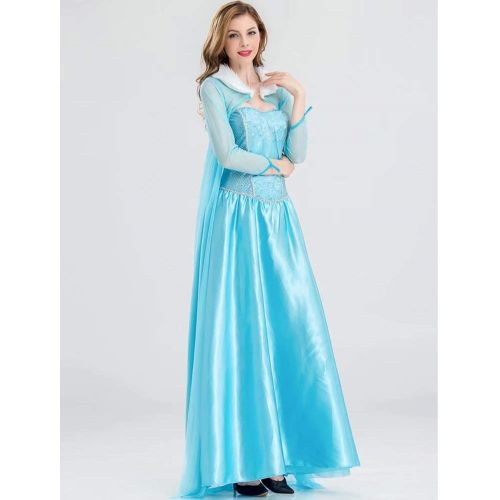  Costumestore Elsa Costume Adult Ice Queen Frozen Dress for Women Elsa Inspired Dress Elsa Princess Dress with Cloak, Blue