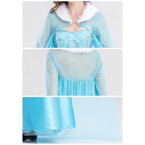  Costumestore Elsa Costume Adult Ice Queen Frozen Dress for Women Elsa Inspired Dress Elsa Princess Dress with Cloak, Blue