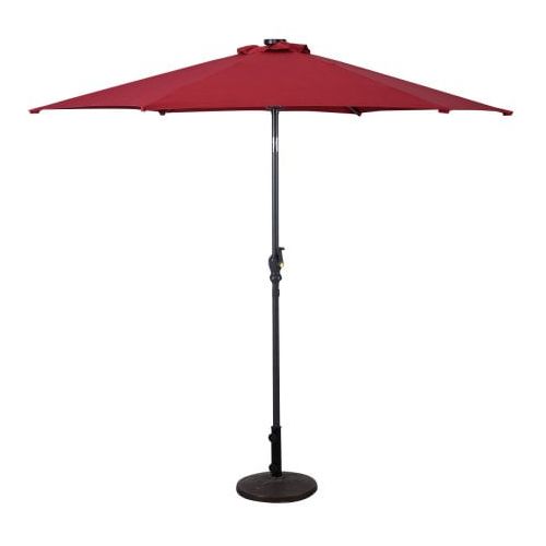 코스트웨이 [해상운송]Costway 9ft Patio Solar Umbrella LED Patio Market Steel Tilt w Crank Outdoor (Burgundy)