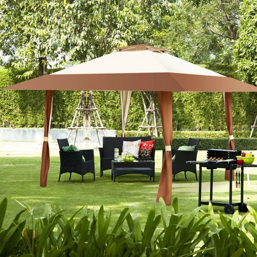 코스트웨이 [해상운송]Costway 13x13 Folding Gazebo Canopy Shelter Awning Tent Patio Garden Outdoor Companion