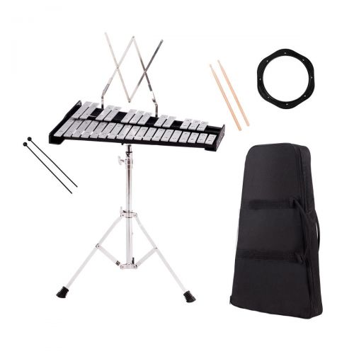코스트웨이 Costway Percussion Glockenspiel Bell Kit 30 Notes w Practice Pad +Mallets+Sticks+Stand