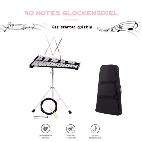 코스트웨이 Costway Percussion Glockenspiel Bell Kit 30 Notes w Practice Pad +Mallets+Sticks+Stand