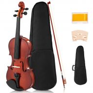 Costway Full Size 44 Violin Solid Wood with Hard Case Bow Rosin Bridge Student Starter
