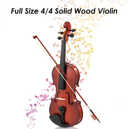 코스트웨이 Costway Full Size 44 Violin Solid Wood with Hard Case Bow Rosin Bridge Student Starter