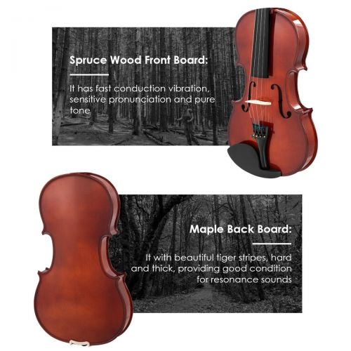 코스트웨이 Costway Full Size 44 Violin Solid Wood with Hard Case Bow Rosin Bridge Student Starter