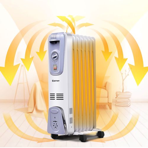 코스트웨이 Costway 1500W Electric Oil Filled Radiator Space Heater 7-Fin Thermostat Room Radiant