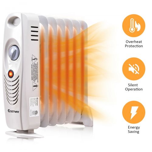 코스트웨이 Costway 700W Portable Mini Electric Oil Filled Radiator Heater Safe Room ComforTemp