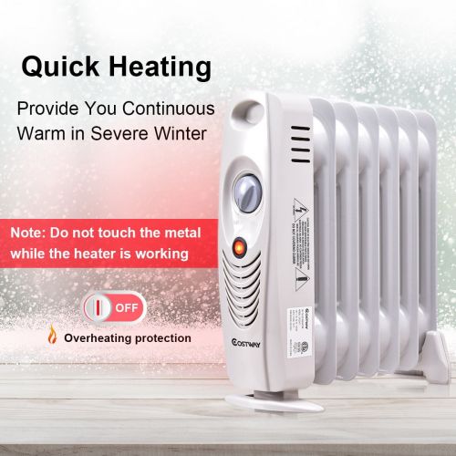 코스트웨이 Costway 700W Portable Mini Electric Oil Filled Radiator Heater Safe Room ComforTemp